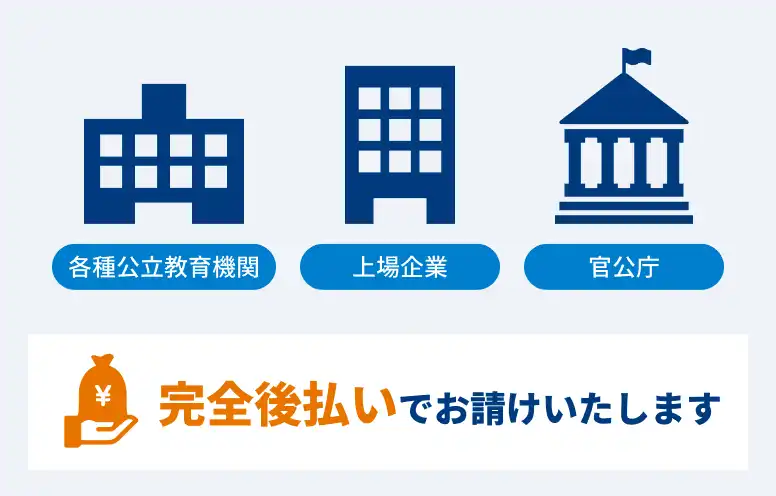 完全後払いでお請けいたします。