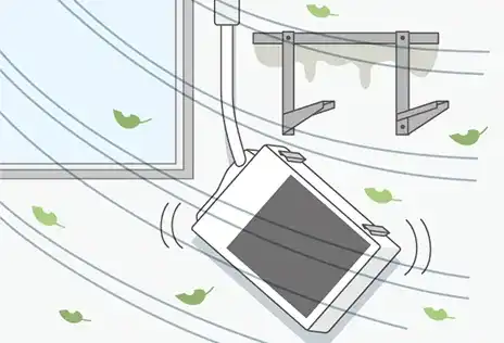 災害時に転倒リスクのある室外機