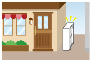 室外機が横吹き形ですっきり